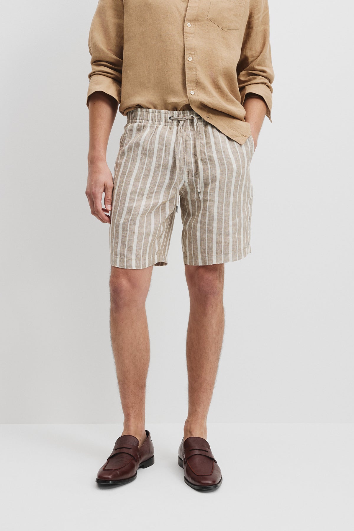 Organically Grown Linen Stripe Drawcord Short