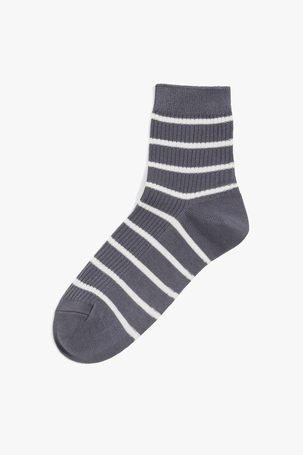 Cotton Blend Rib Quarter Crew Stripe Sock