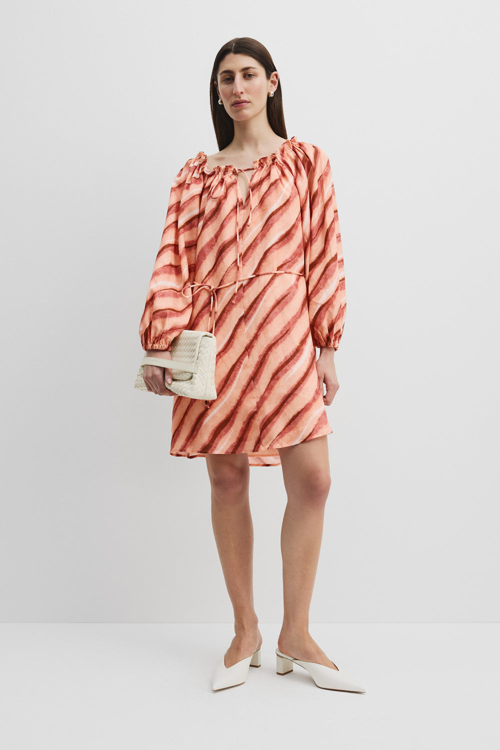 Linen Ruched Mini Dress