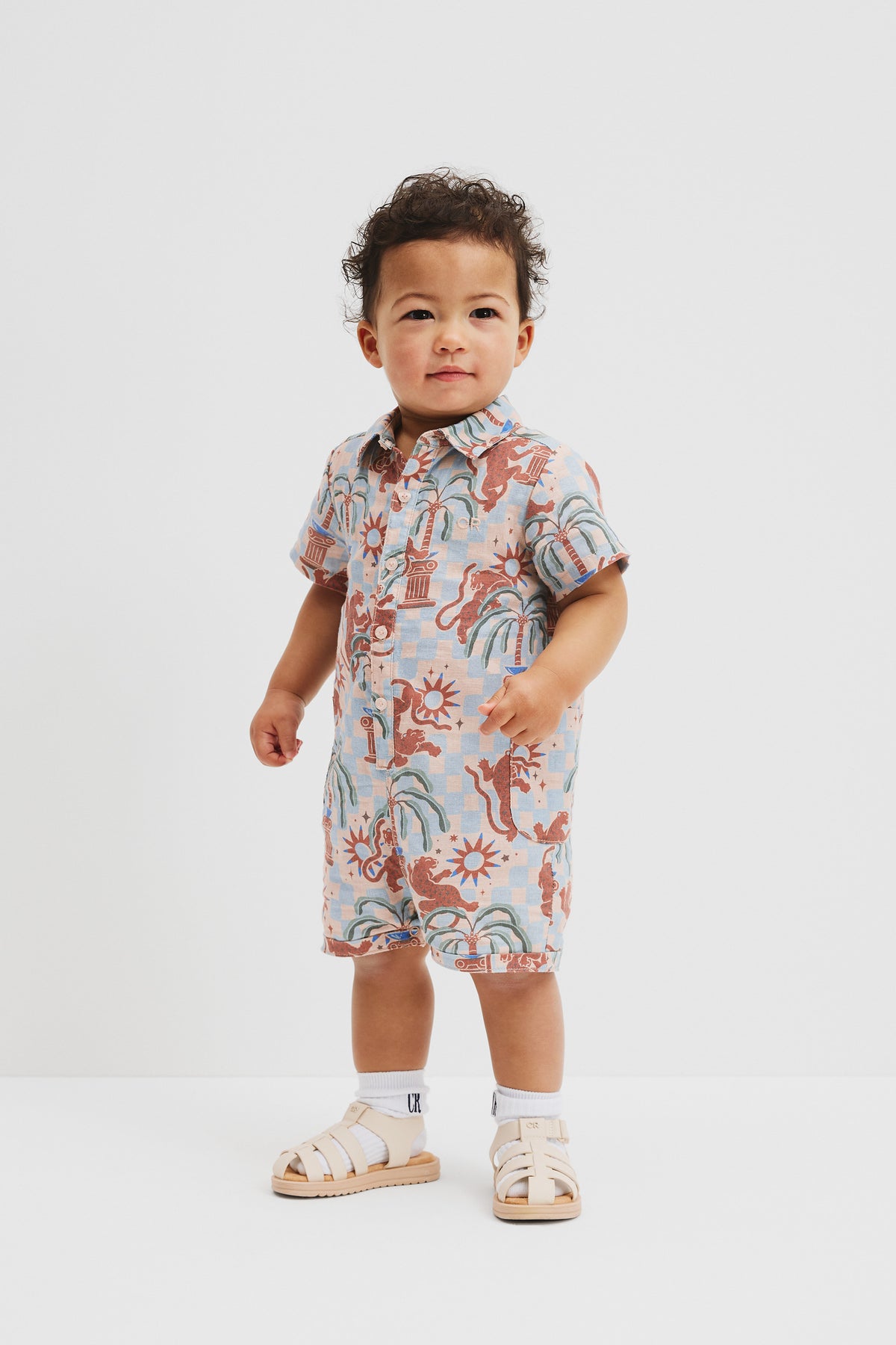 Linen Check Romper