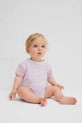 Cotton Spliced Logo Short Sleeve Bodysuit