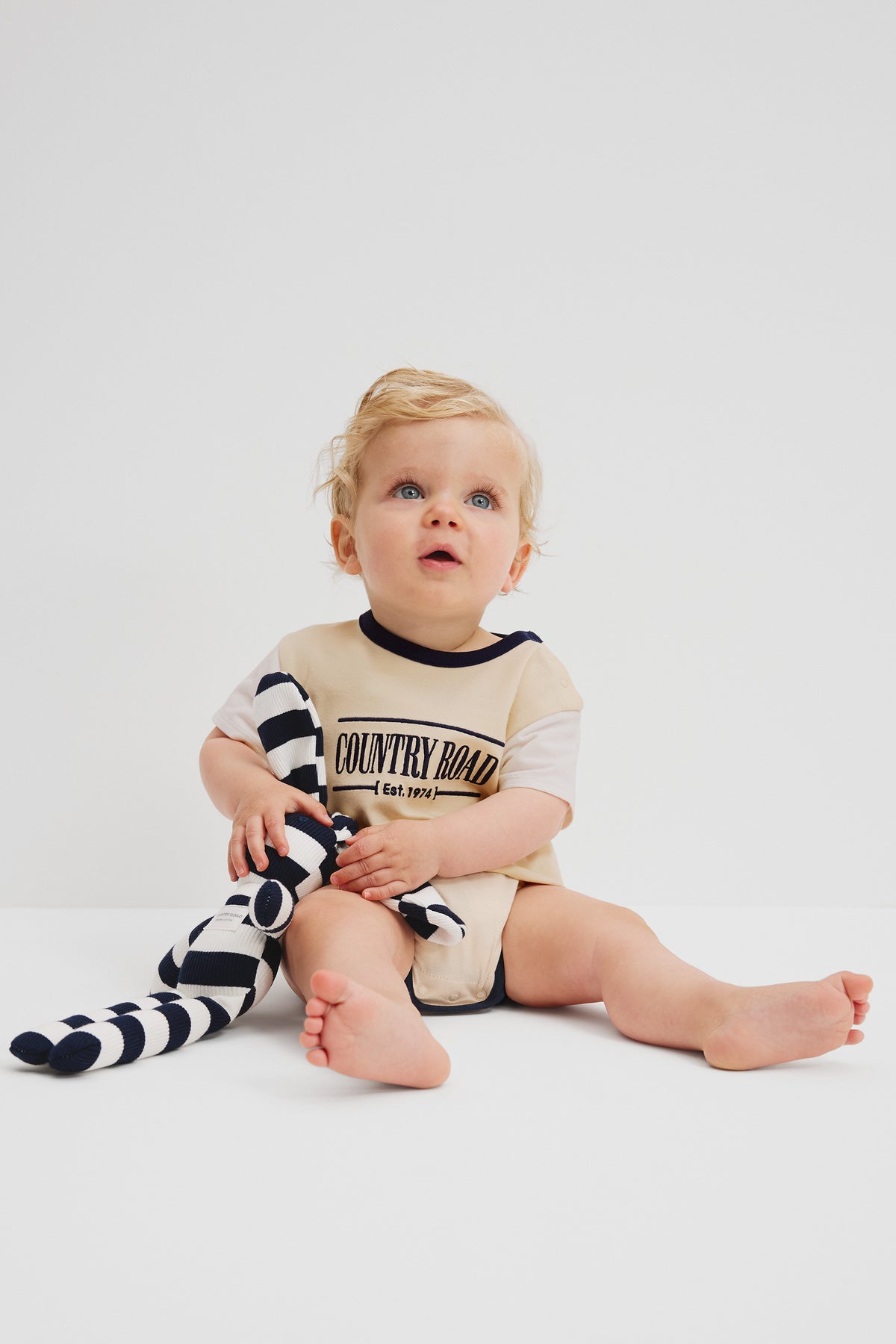 Cotton Spliced Logo Short Sleeve Bodysuit