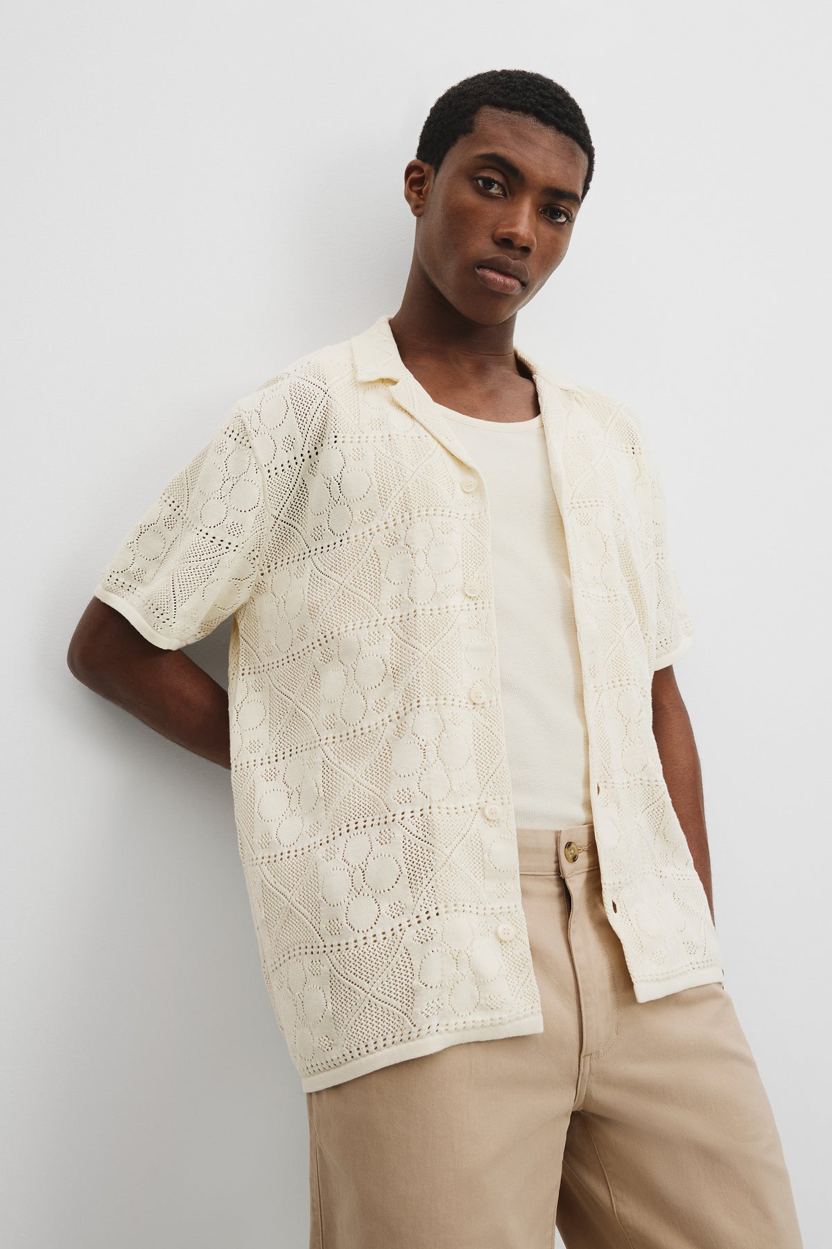 Oversized Cotton Open Knit Shirt