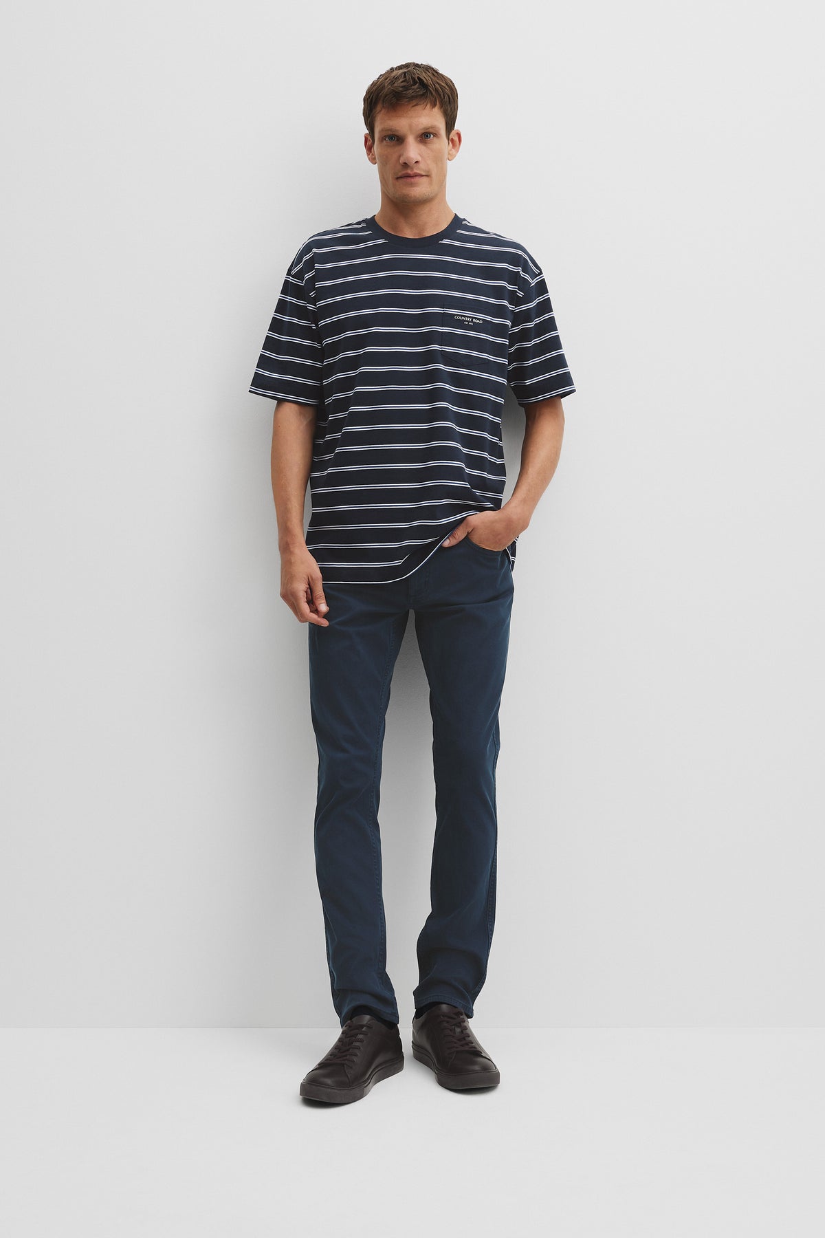 Australian Cotton Oversized Stripe Pocket T-Shirt