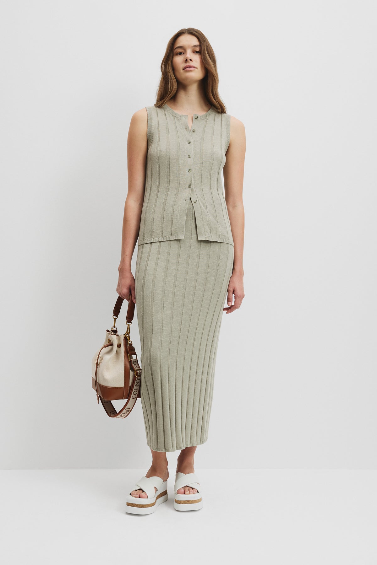 Organically Grown Cotton Linen Button Front Tank