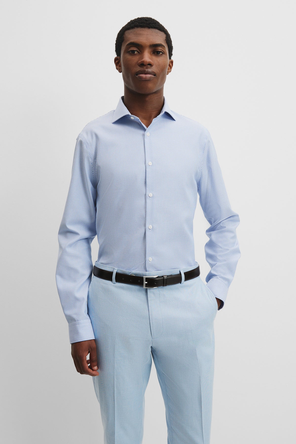 Slim Fit Jacquard Travel Shirt