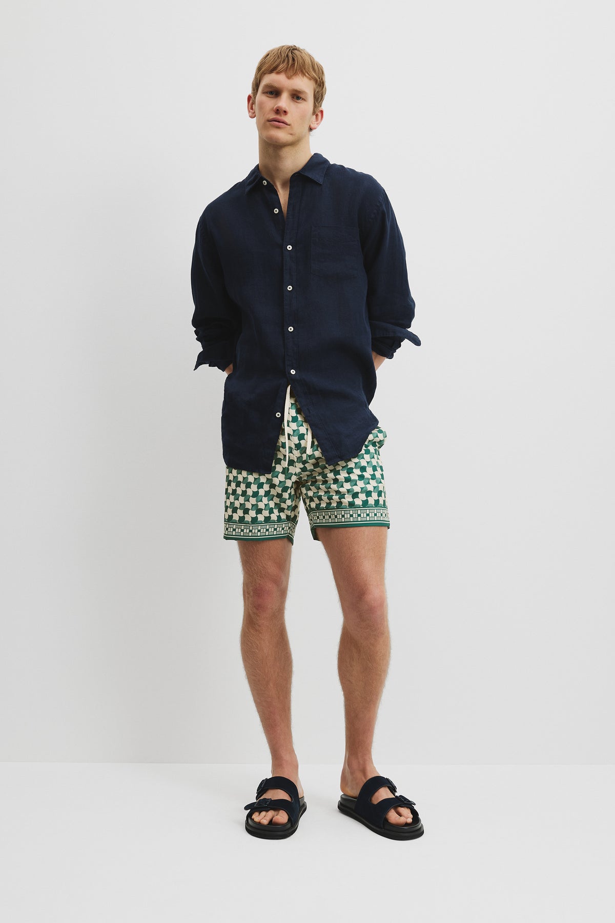 Polyester Blend Geometric Print Swim Short