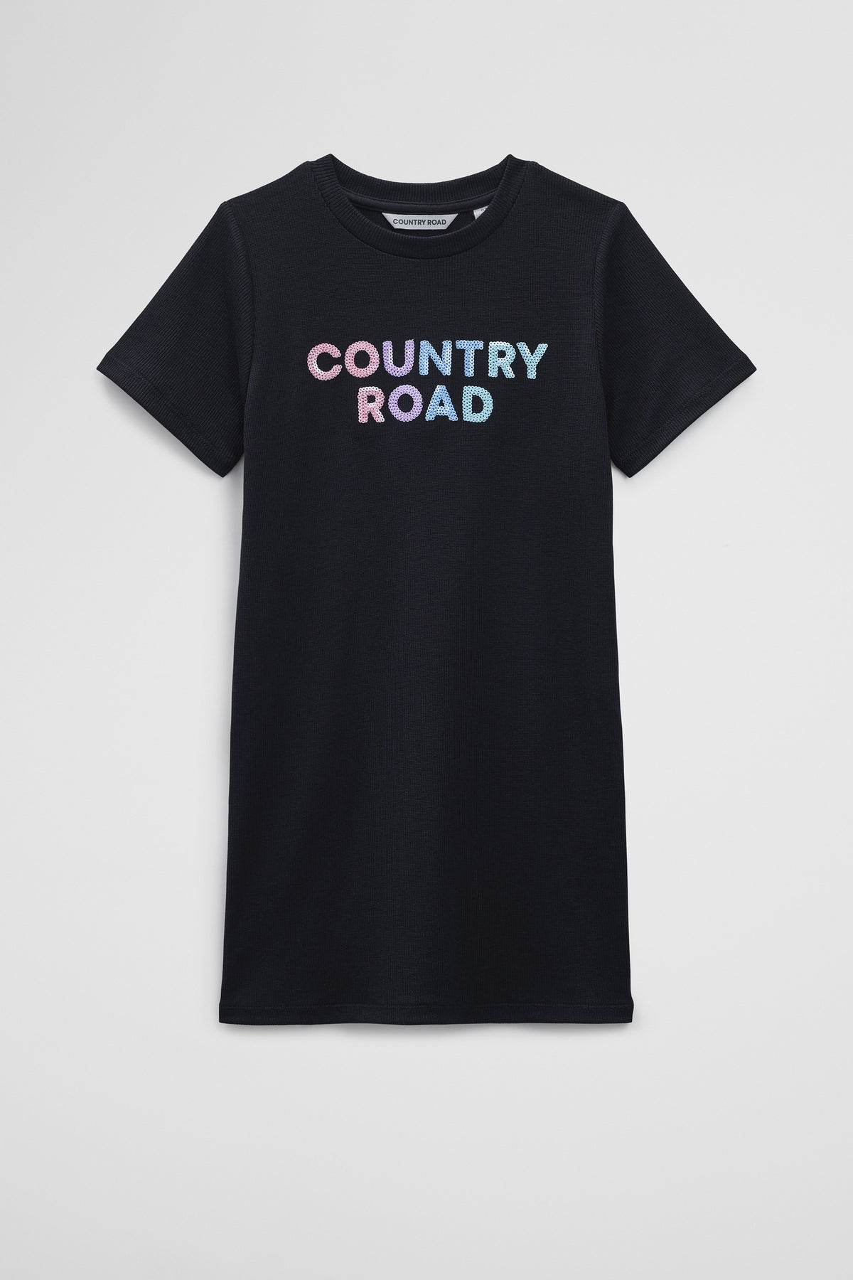 Polyester Blend Sequin Logo T-Shirt Dress
