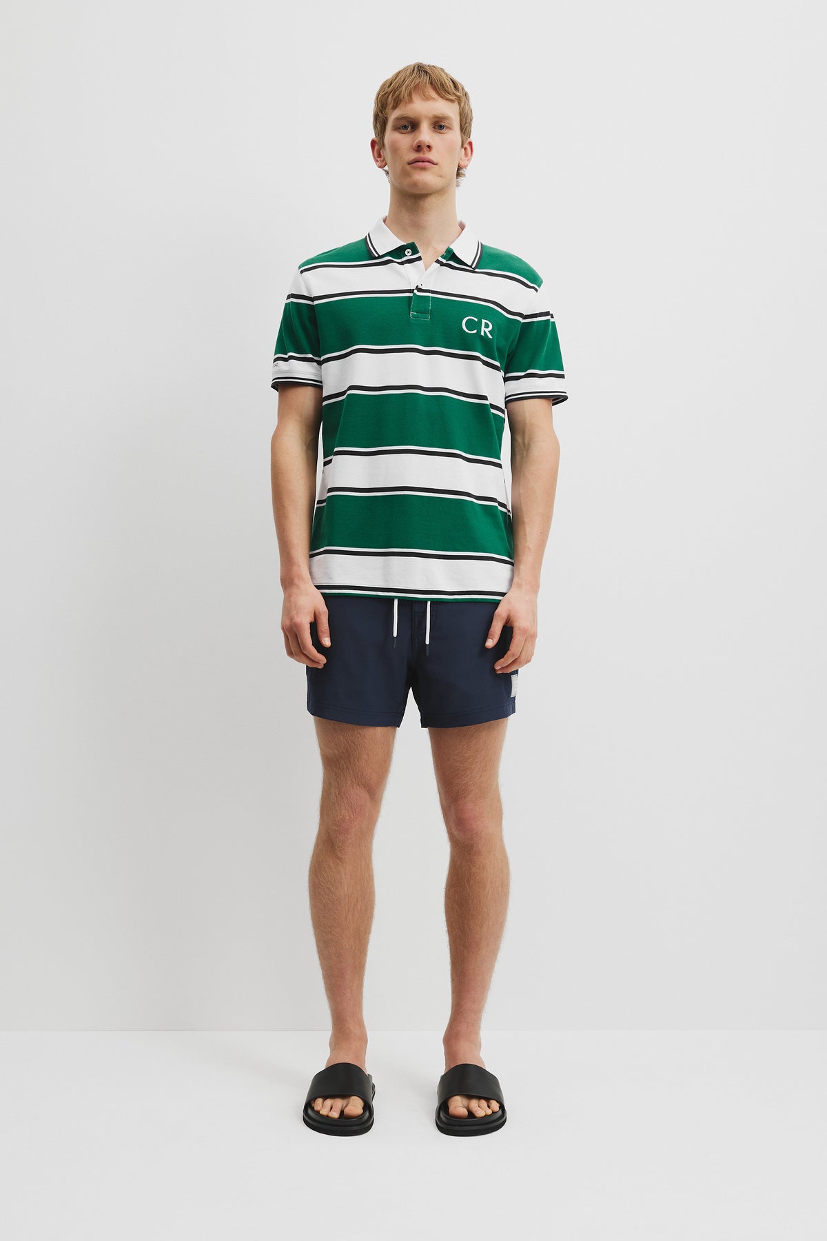 Australian Cotton Cr Logo Stripe Pique Polo
