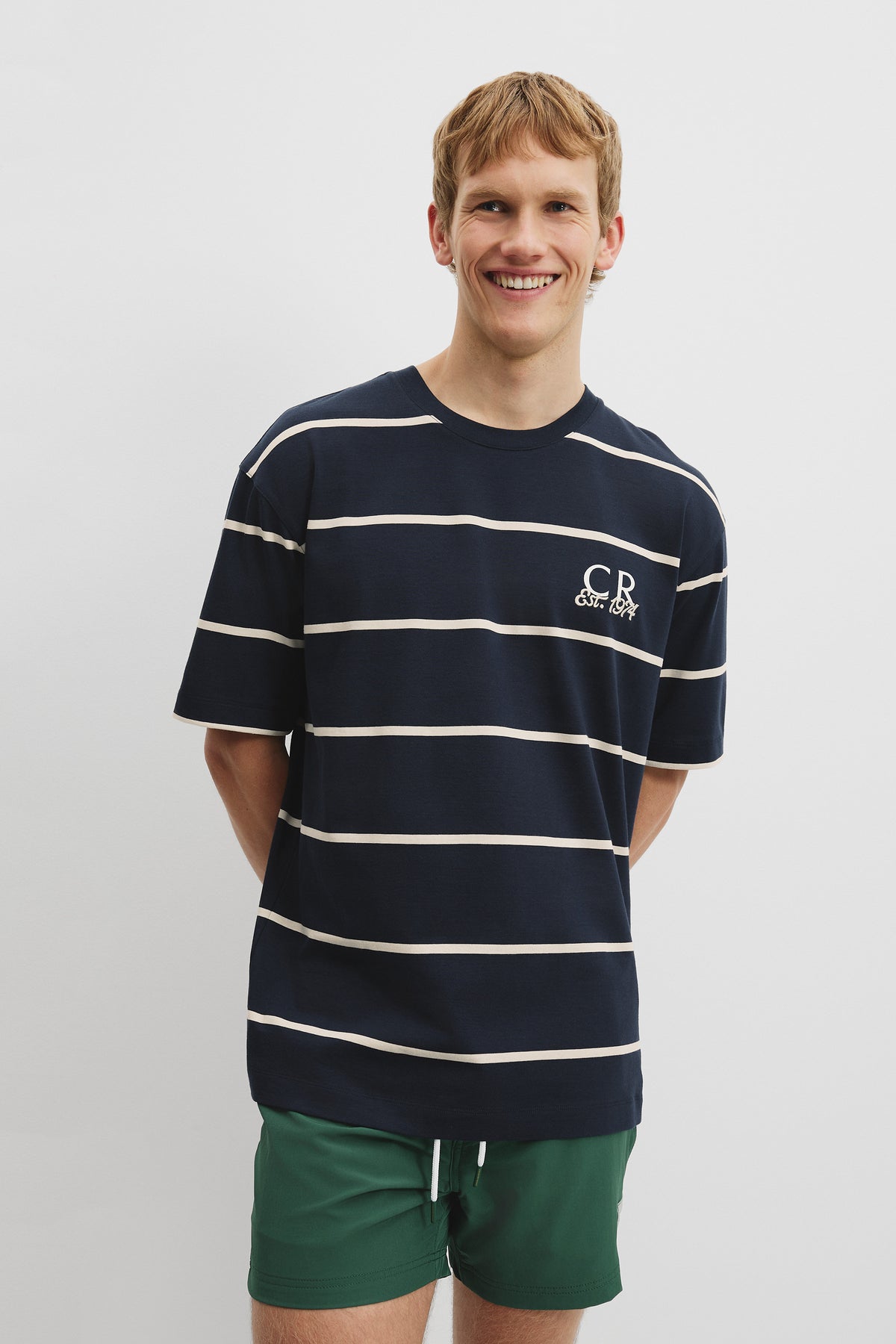 Australian Cotton Cr Logo Stripe T-Shirt