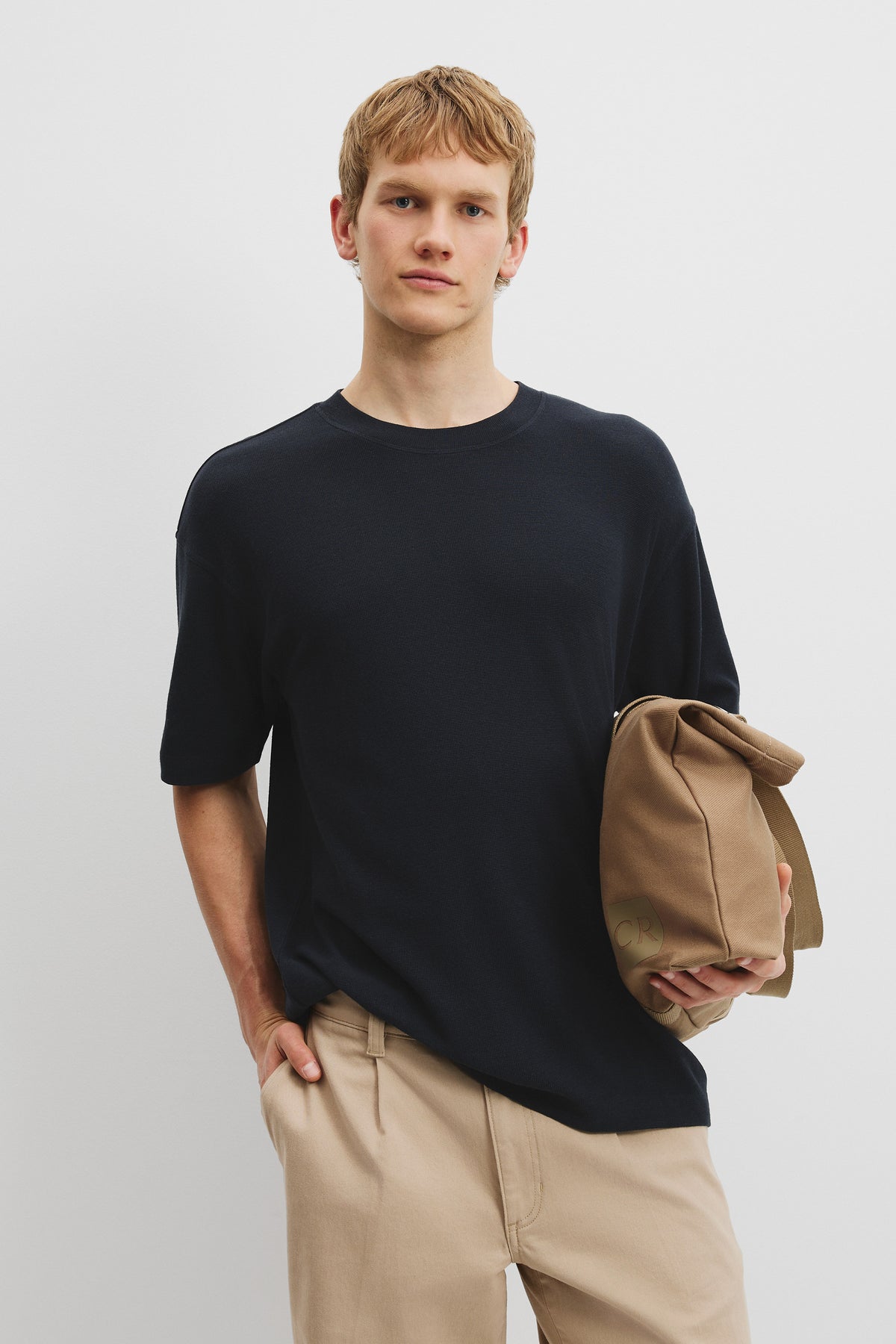 Relaxed Fit Cotton Blend Textured T-Shirt