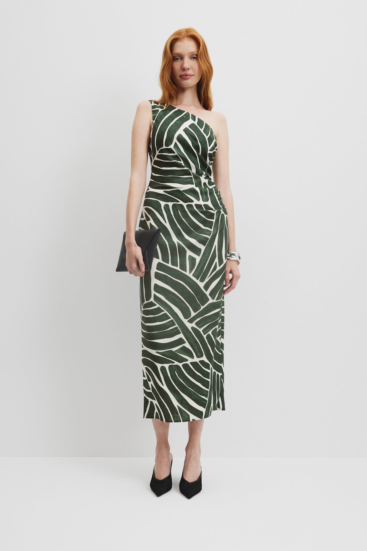 Linen Print Asymmetric Dress