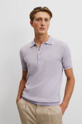 Cotton Silk Textured Knit Polo