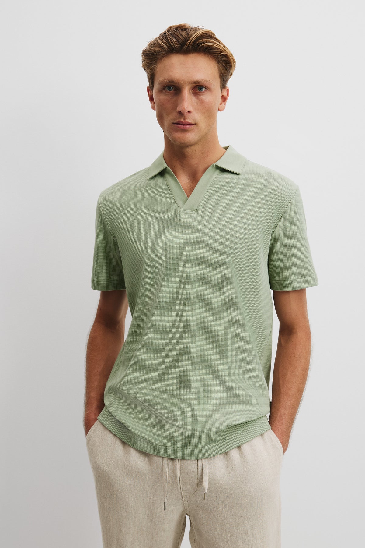 Australian Cotton Relaxed Waffle Polo