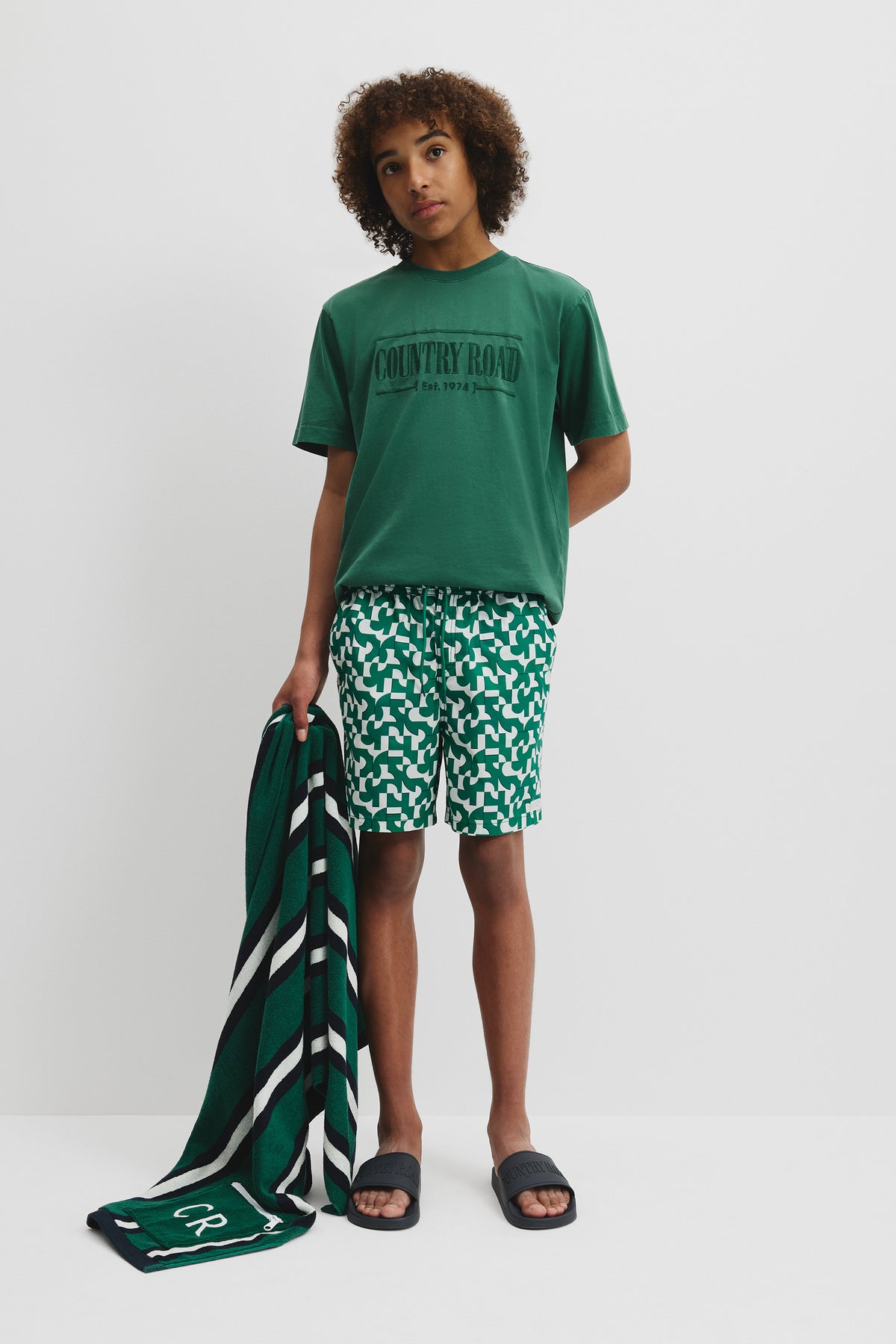 Teen Recycled Blend Spliced Geometric Board Short