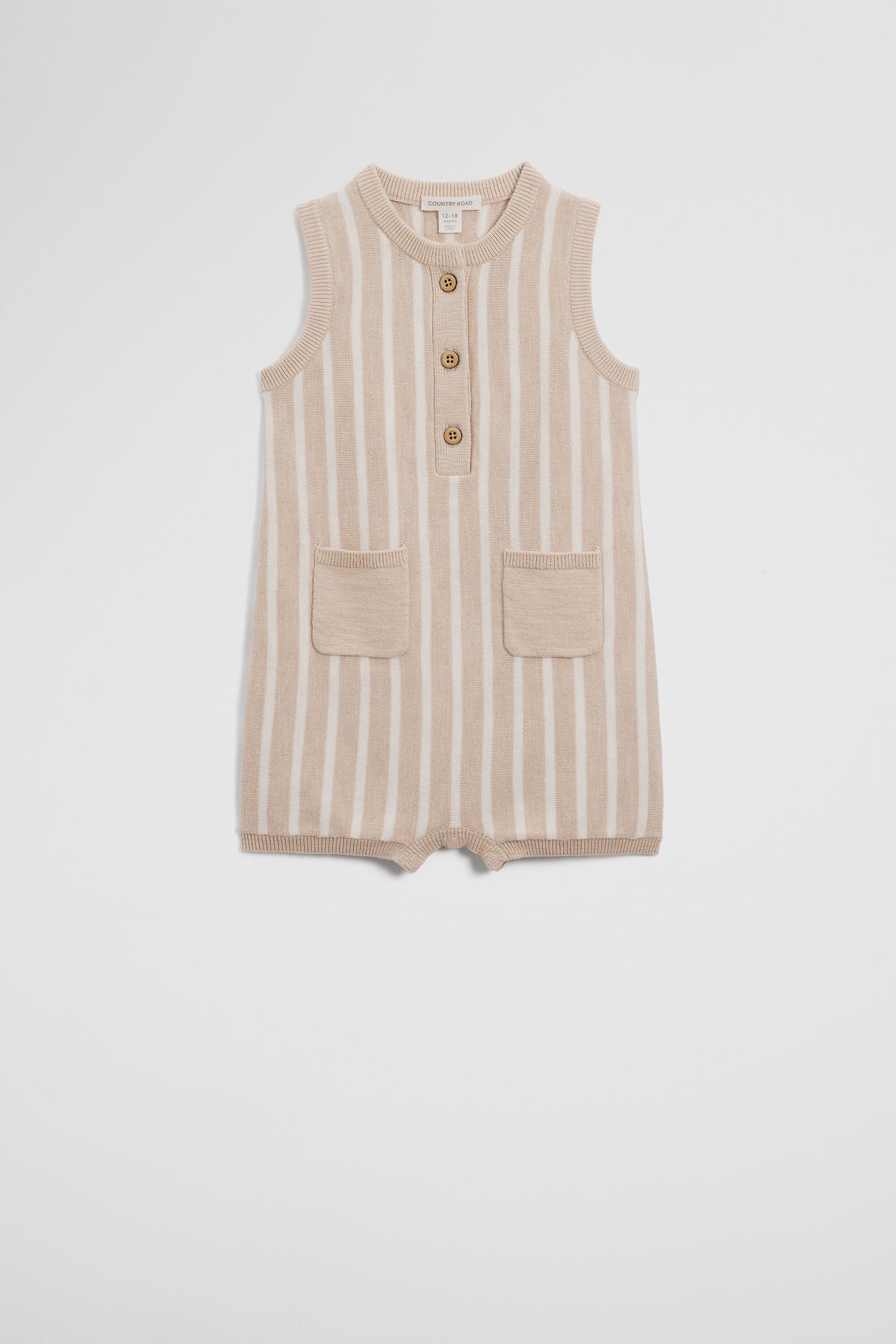 Organically Grown Cotton Stripe Knit Romper