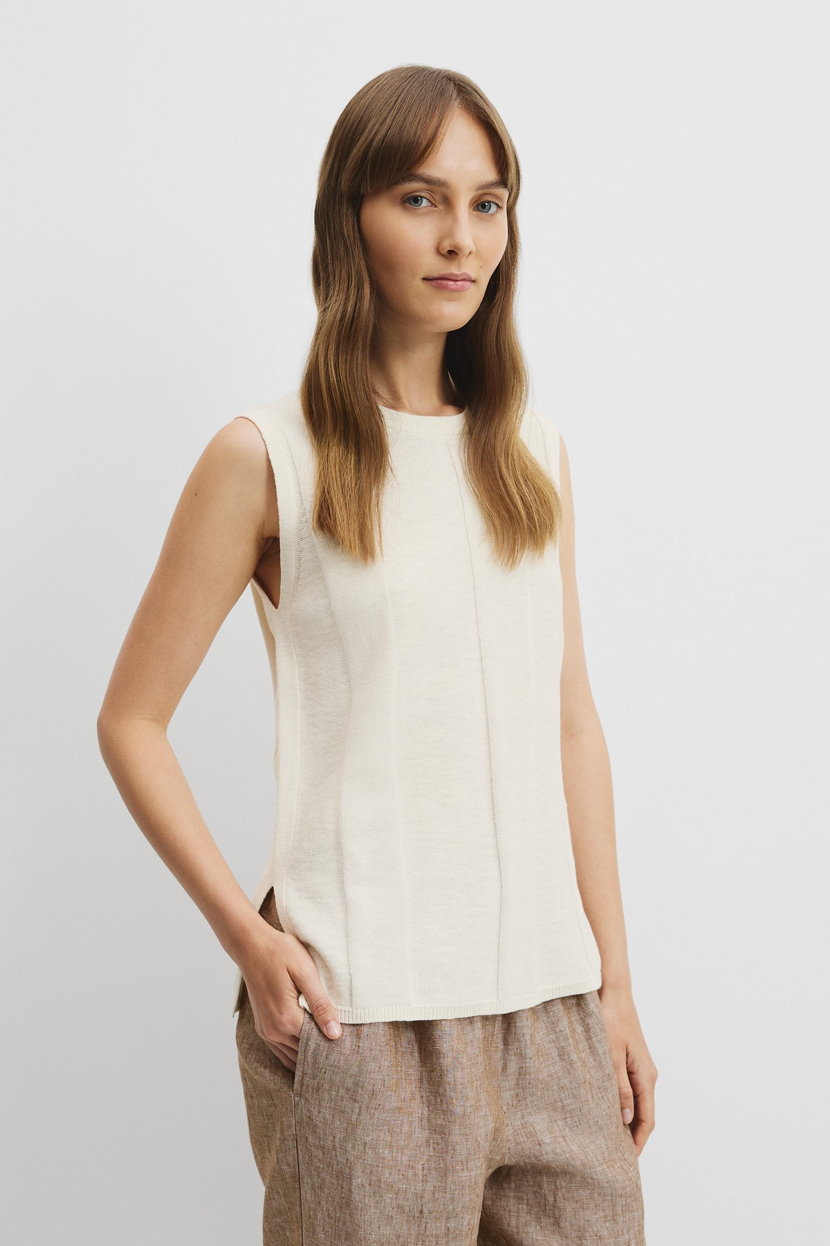 Organically Grown Cotton Linen Crew Tank