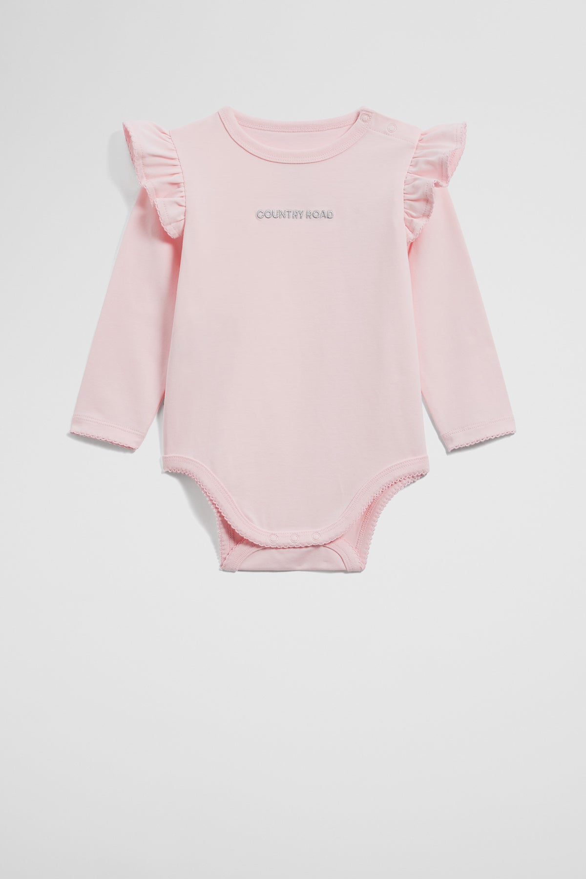 Cotton Frill Rib Long Sleeve Bodysuit