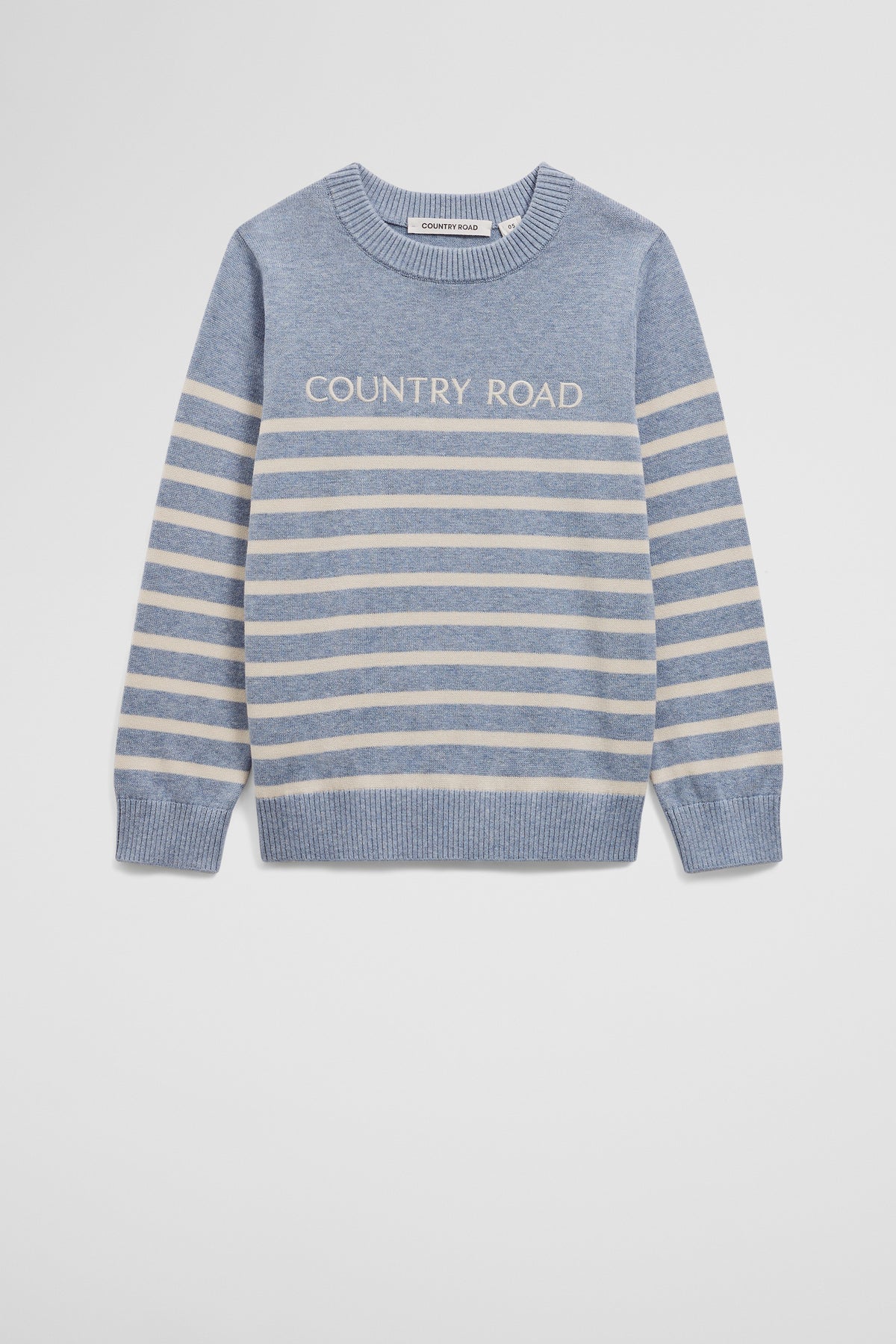 Cotton Stripe Logo Knit