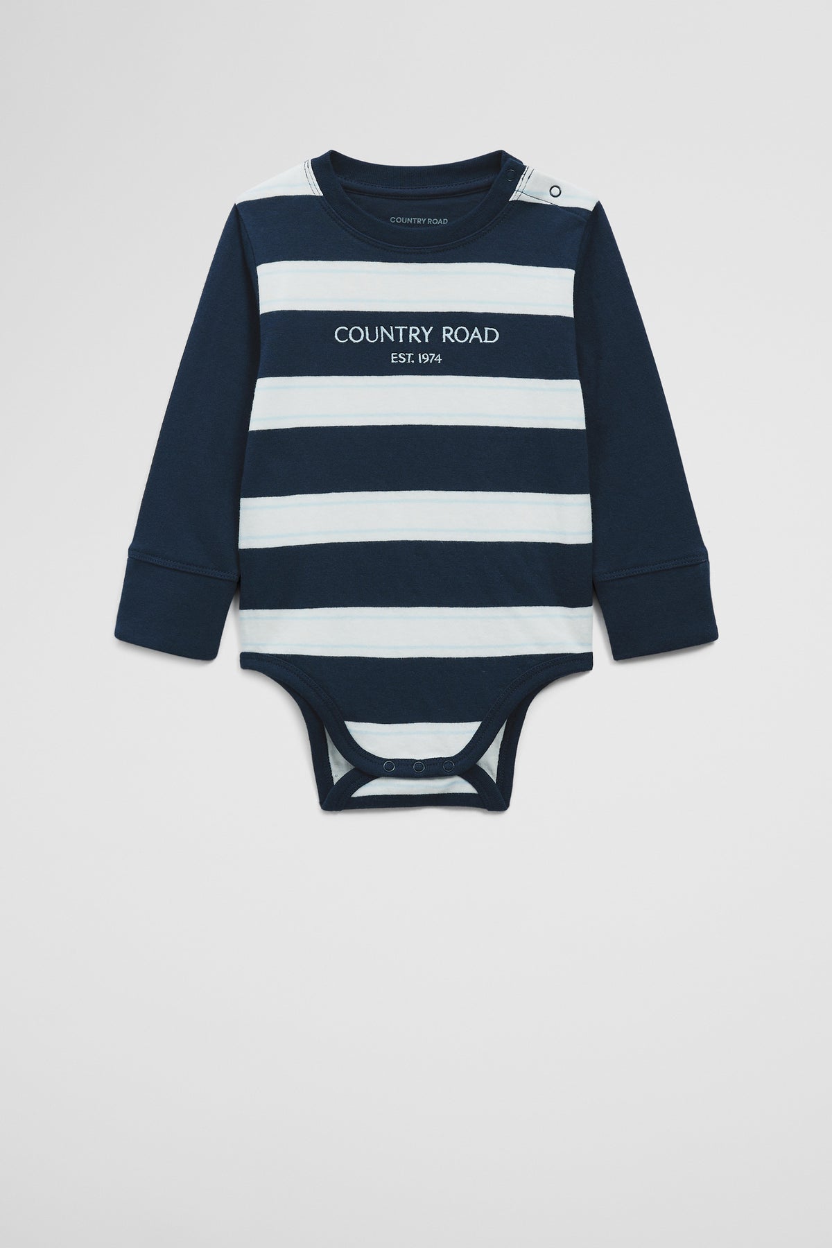 Organically Grown Cotton Spliced Logo Long Sleeve Bodysuit