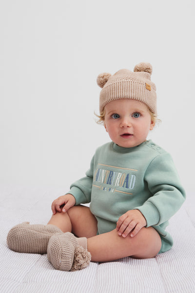 Organically Grown Cotton Logo Oversized Long Sleeve Bodysuit