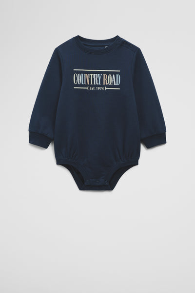 Organically Grown Cotton Logo Oversized Long Sleeve Bodysuit