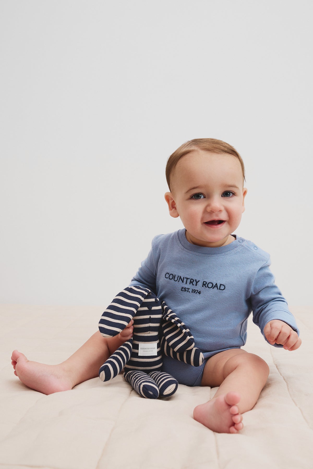 Cotton Contrast Logo Long Sleeve Bodysuit