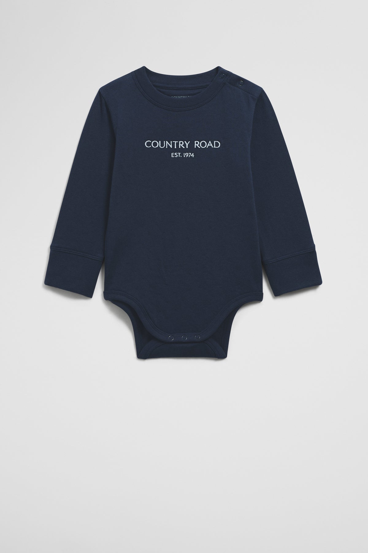 Cotton Contrast Logo Long Sleeve Bodysuit
