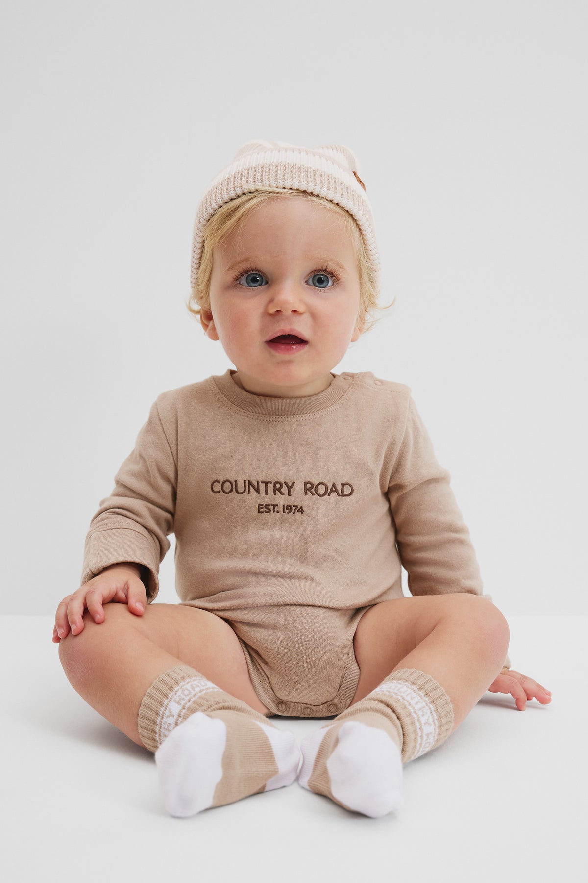 Cotton Contrast Logo Long Sleeve Bodysuit