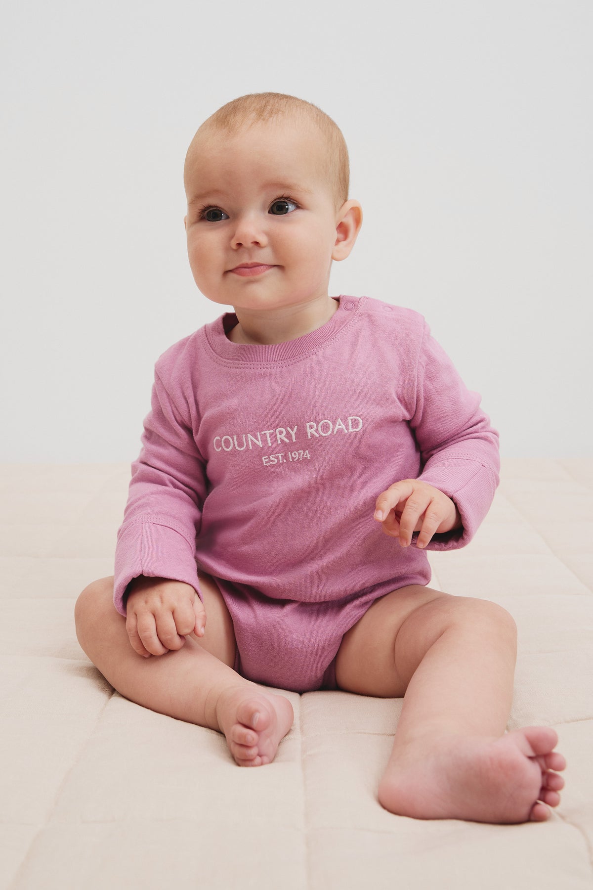 Cotton Contrast Logo Long Sleeve Bodysuit