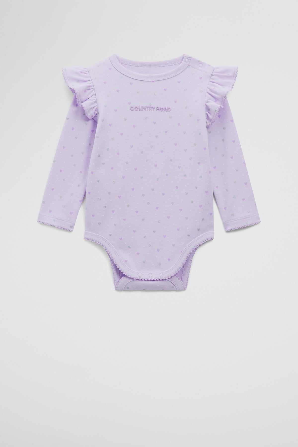 Organically Grown Cotton Frill Rib Long Sleeve Bodysuit