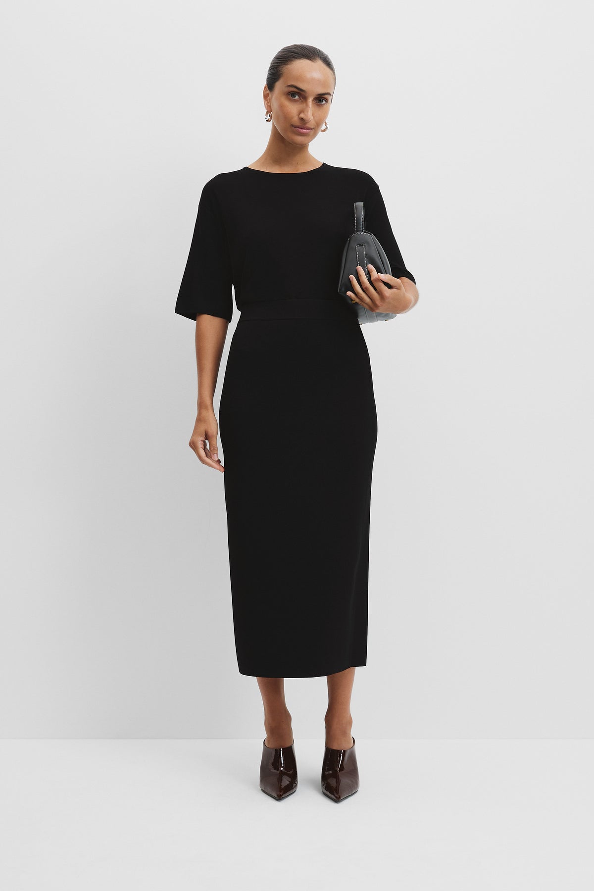 Compact Midi Knit Skirt