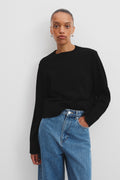 Organically Grown Cotton Blend Crop Crew Neck Knit
