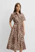 Print Flared Midi Dress