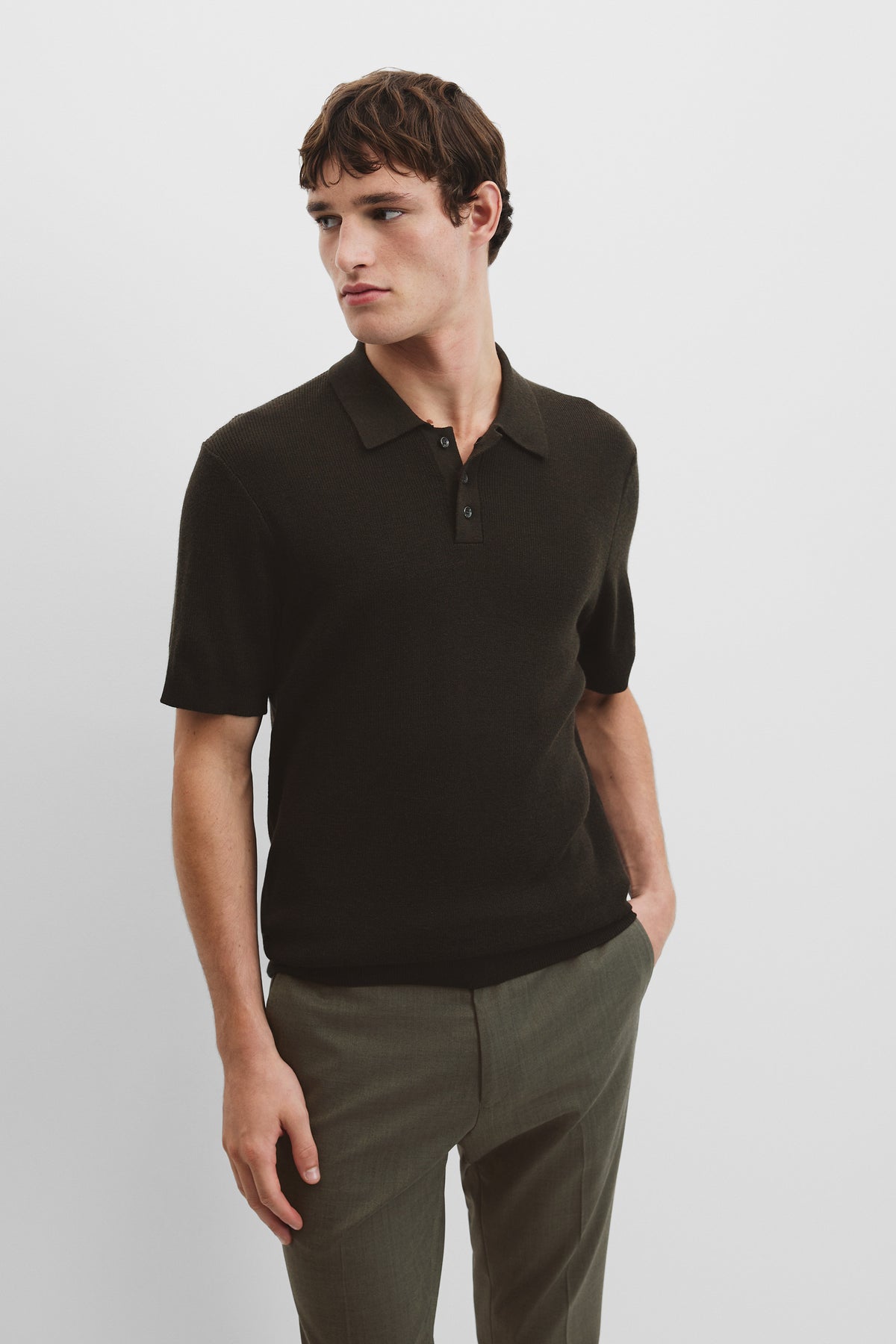 Australian Merino Wool Rib Button Polo