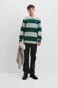 Teen Recycled Cotton Blend Long Sleeve Stripe Rugby T-Shirt