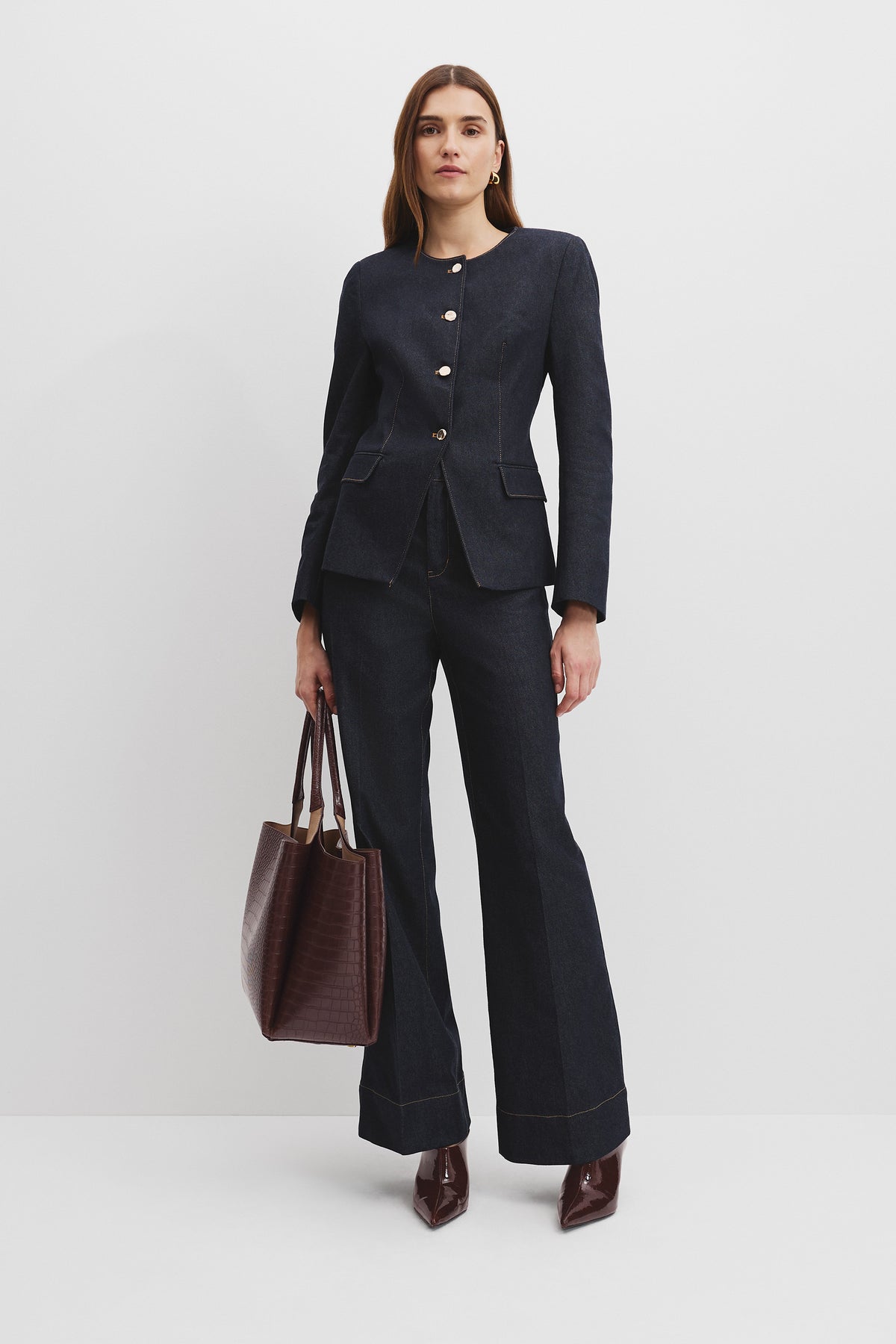 Contoured Denim Blazer