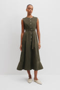 Denim Button Midi Dress