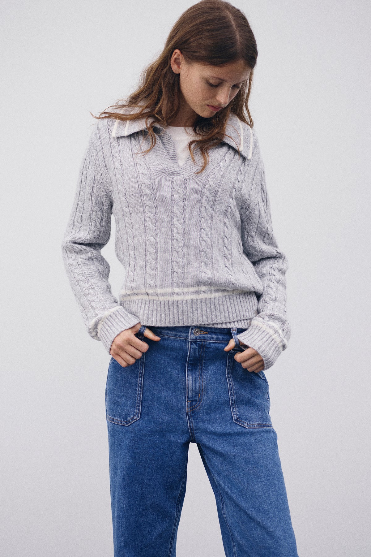 Teen Cable Polo Knit
