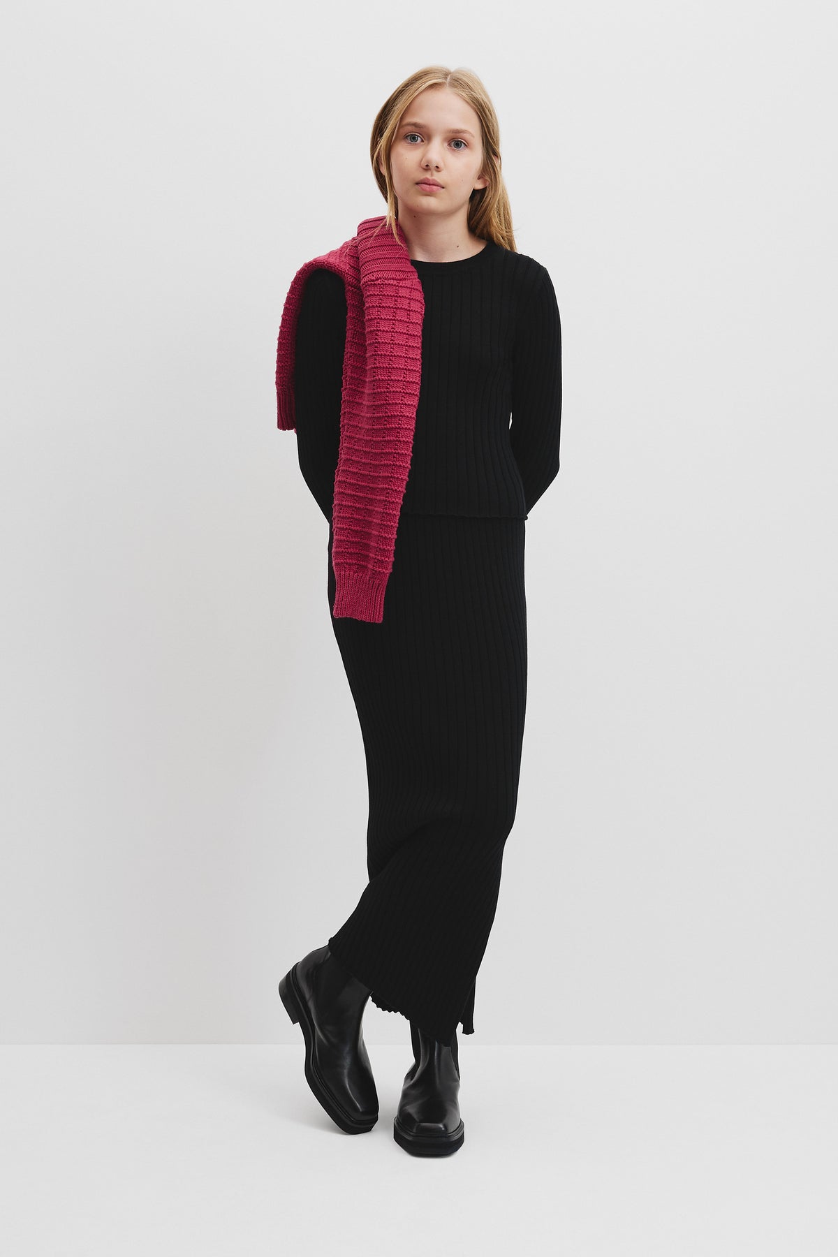 Teen Cotton Rib Knit Long Sleeve Top