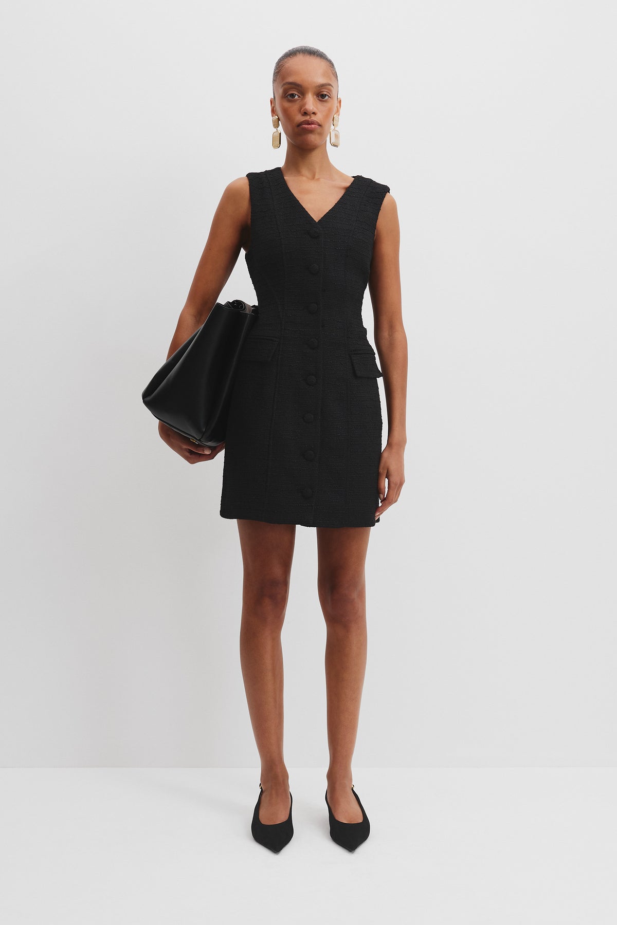 Tweed Button Mini Dress
