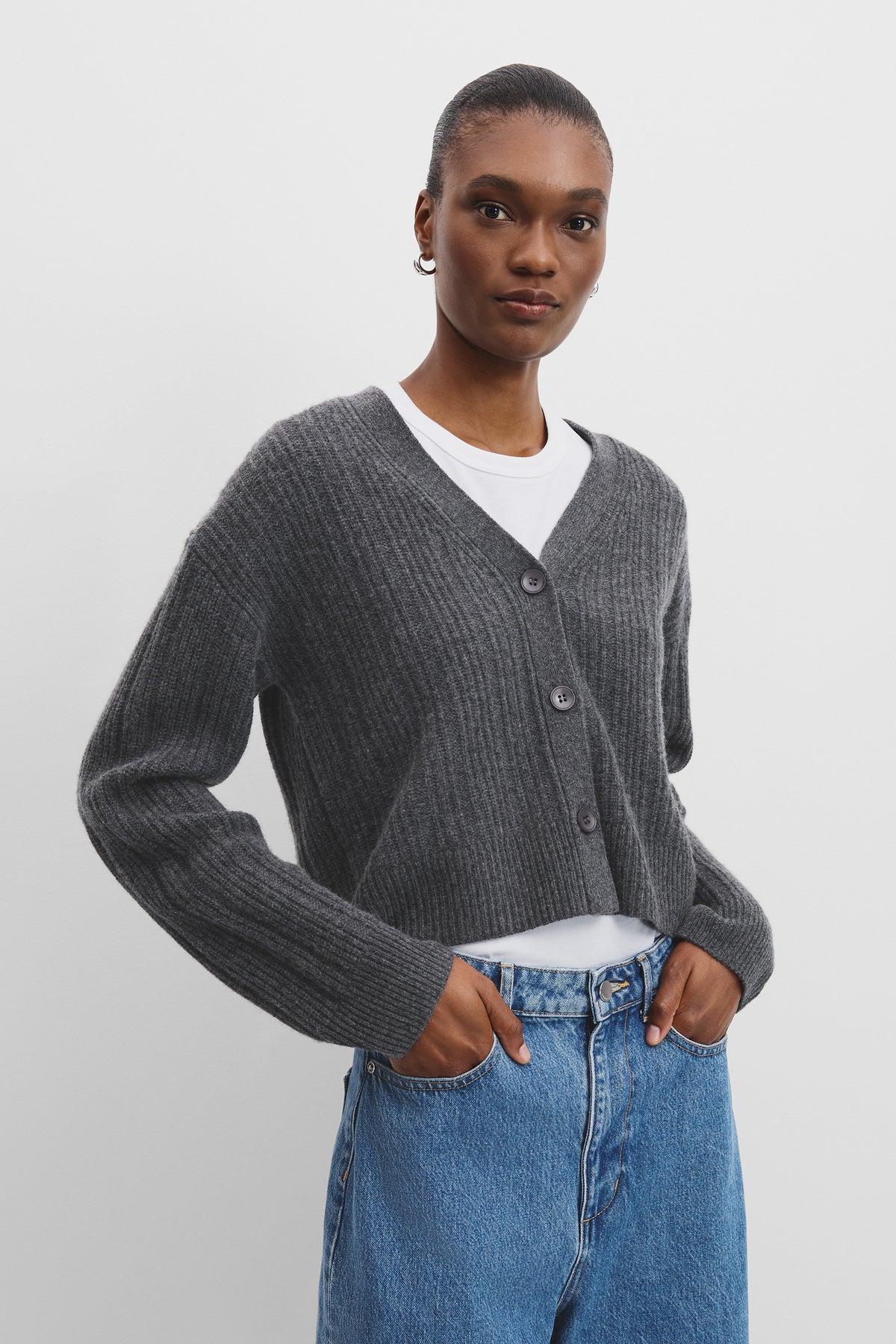 Merino Wool Rib Knit Cardigan