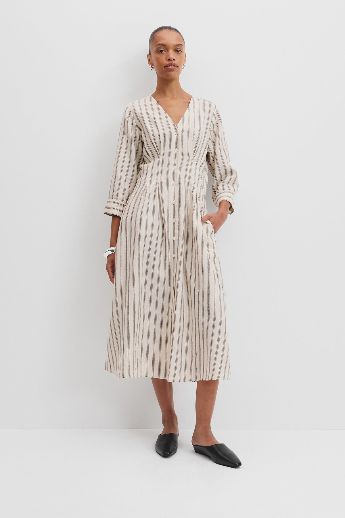 Linen Stripe Shirt Dress