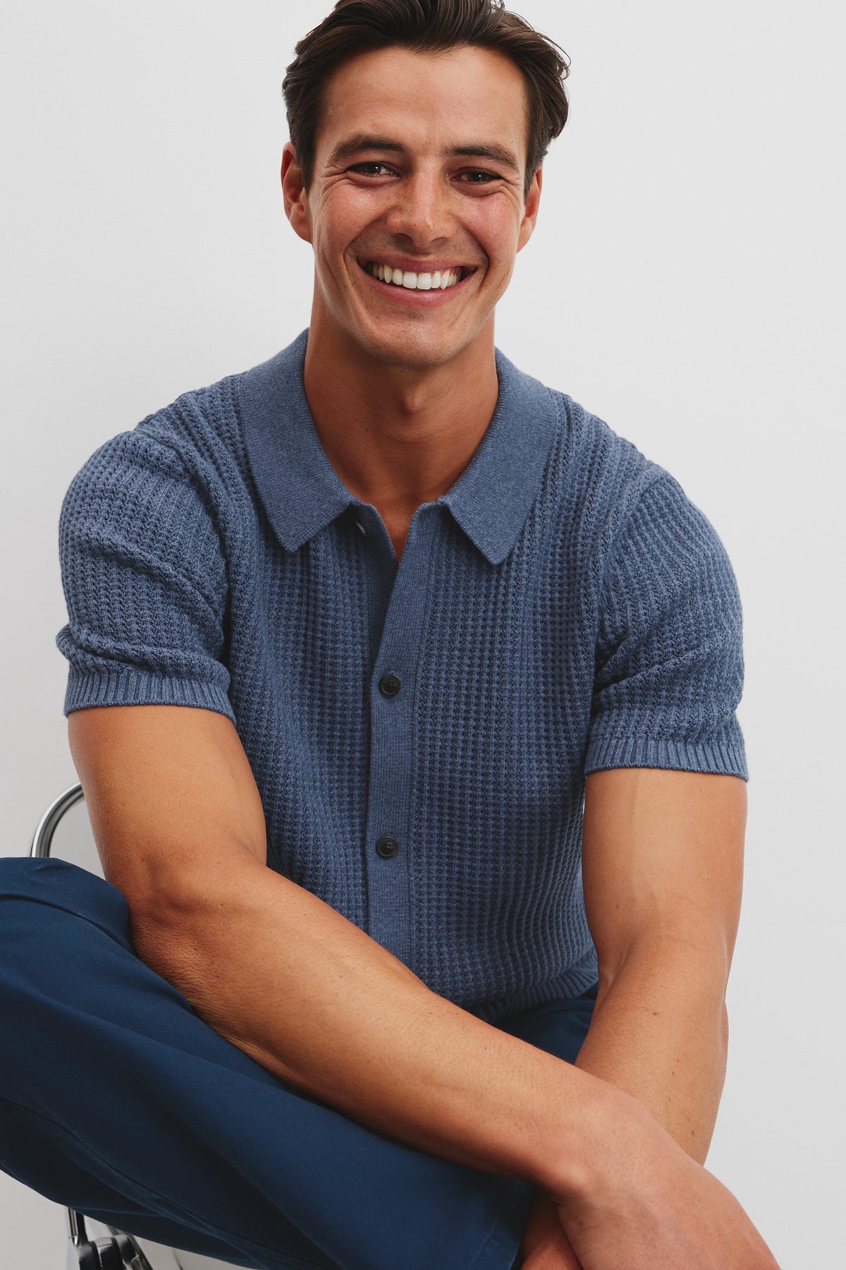 Cotton Short Sleeve Rib Knit Shirt