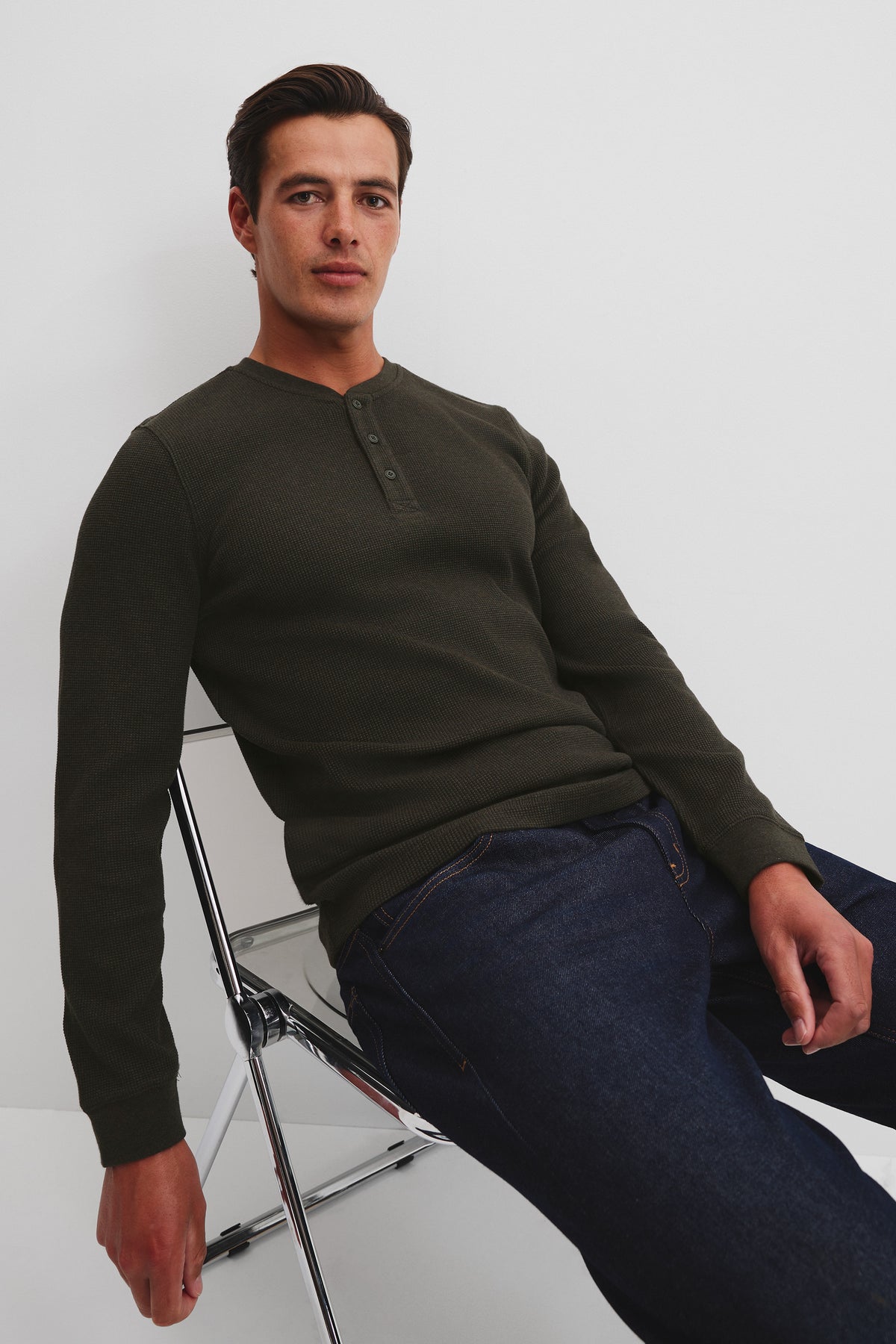 Cotton Waffle Henley