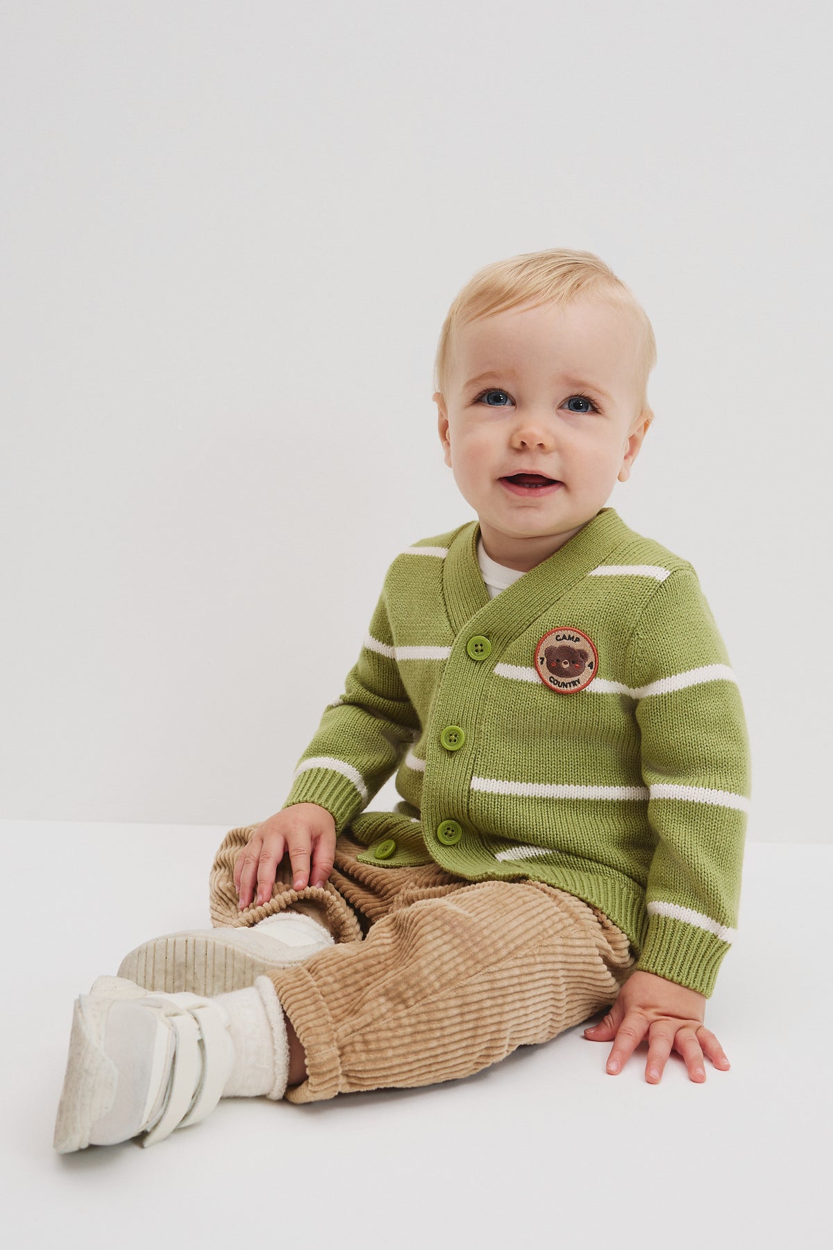 Cotton Blend Striped Cardigan