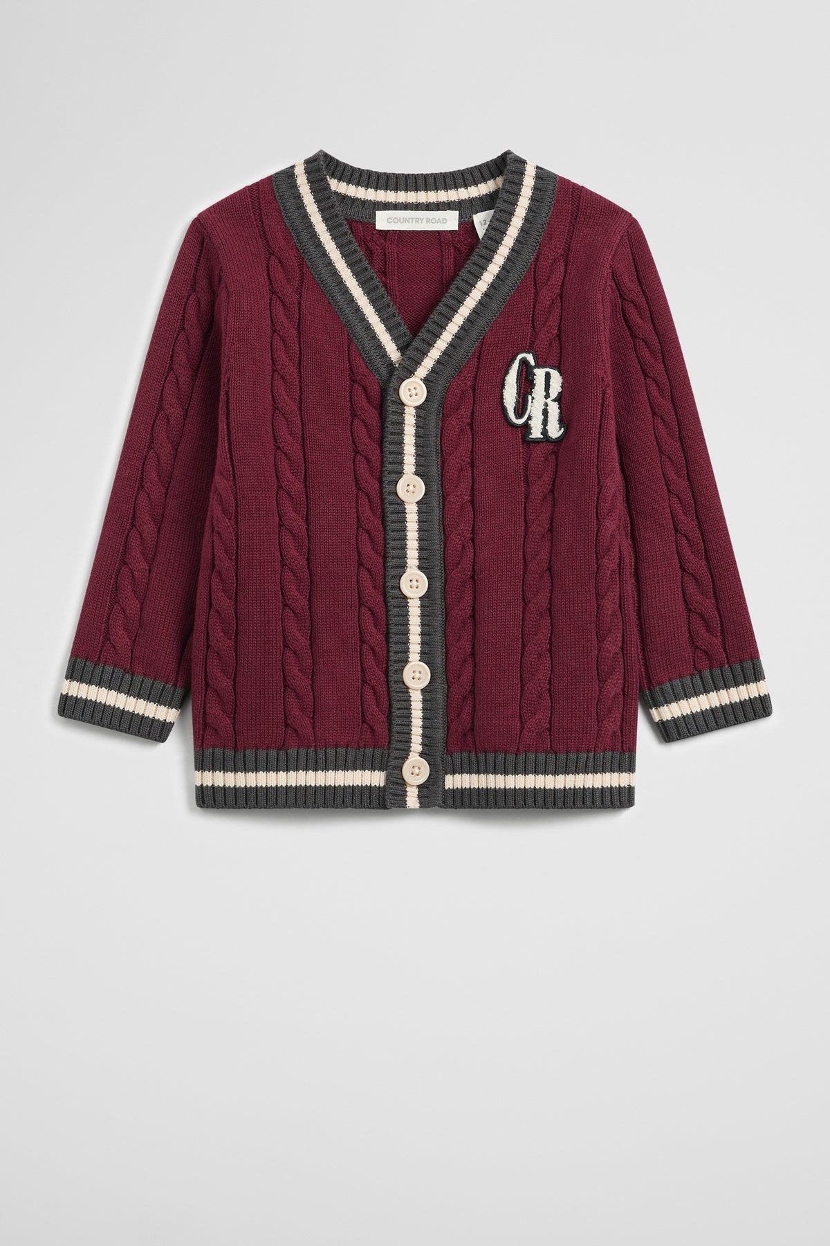 Organically Grown Cotton Varsity Cardigan