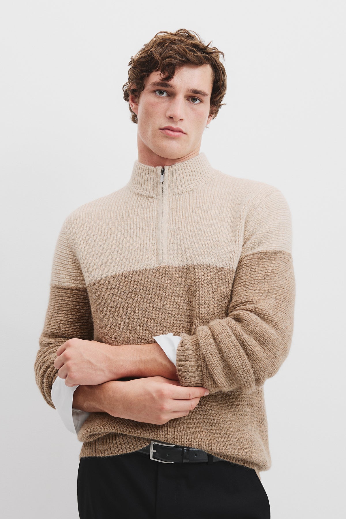 Alpaca Wool Blend Half Zip Neck Knit