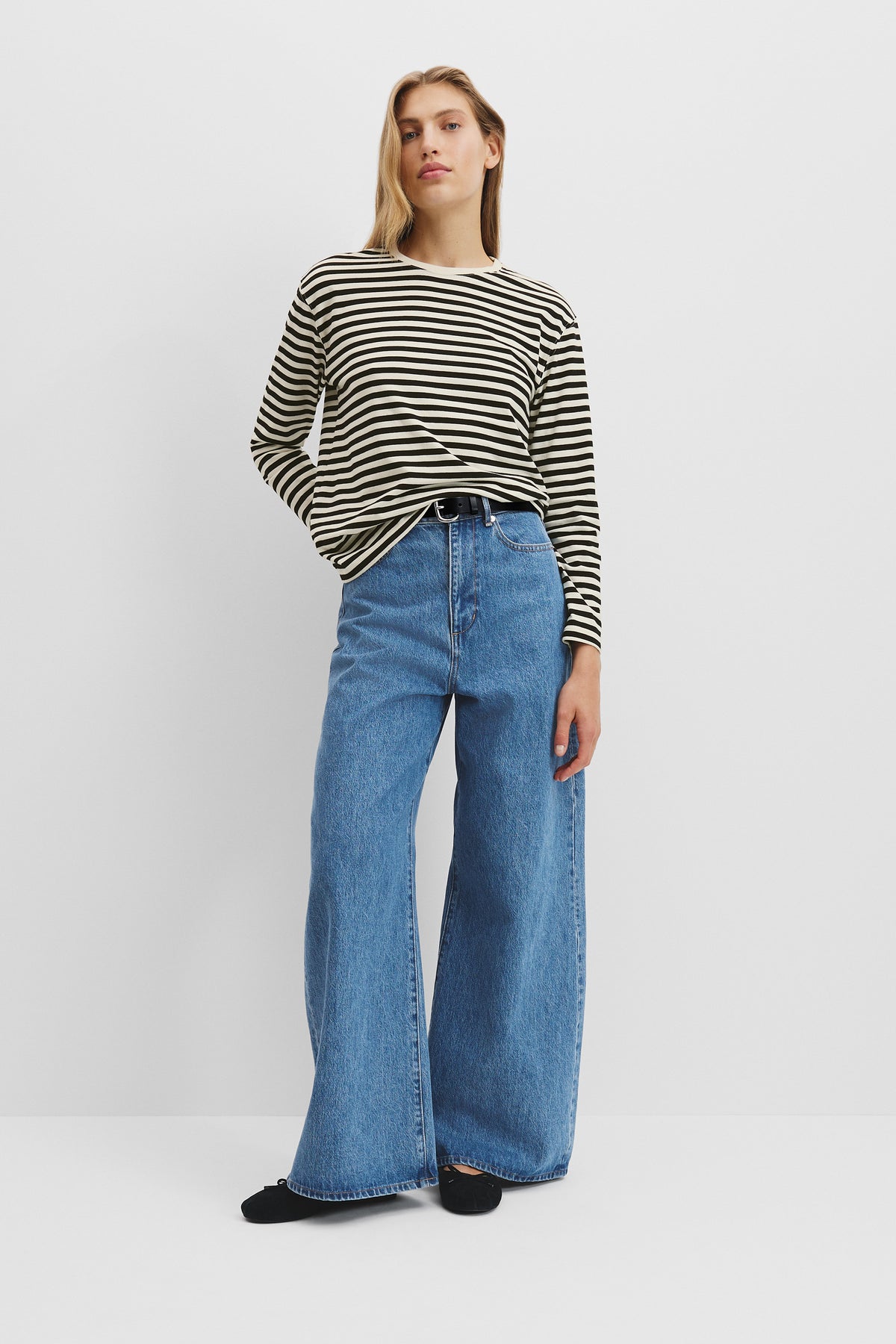 Cotton Stripe Long Sleeve Top