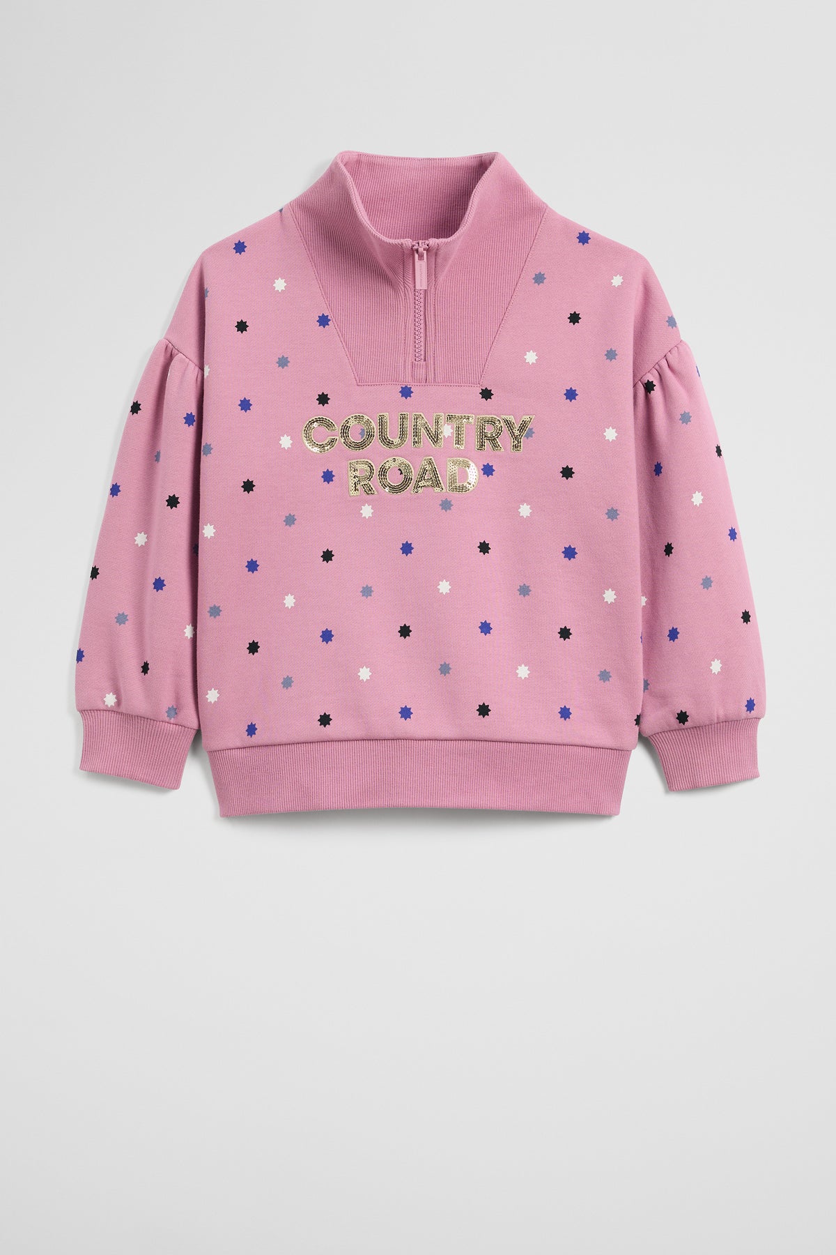 Cotton Blend Star Half Zip Sweat